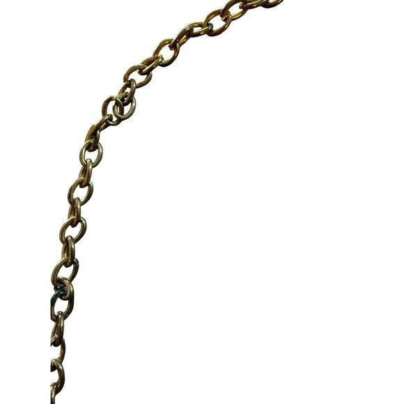 Vintage Chunky Gold-Tone Hammered Circle Link Chain Necklace 32 Inches Long - Picture 5 of 5